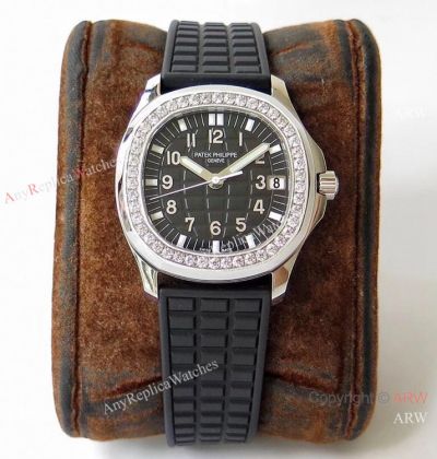 PPF Patek Philippe Aquanaut 324 Automatic Watch Diamond Dial Black Rubber Strap